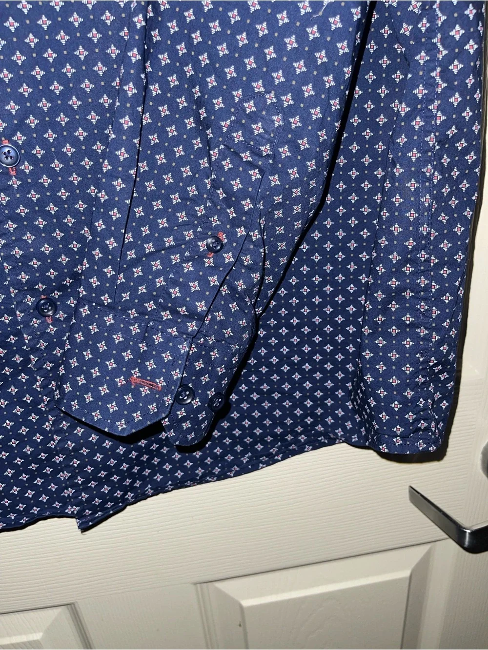 Tasso Elba Men's Navy Blue Printed Button-Up Shirt